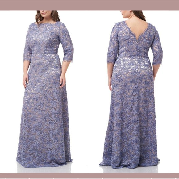 NWD JS Collections Boatneck Lace Formal Gown 866467W [ PLUS‎ 16W ] #Q300 - Picture 1 of 16